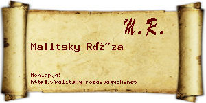 Malitsky Róza névjegykártya